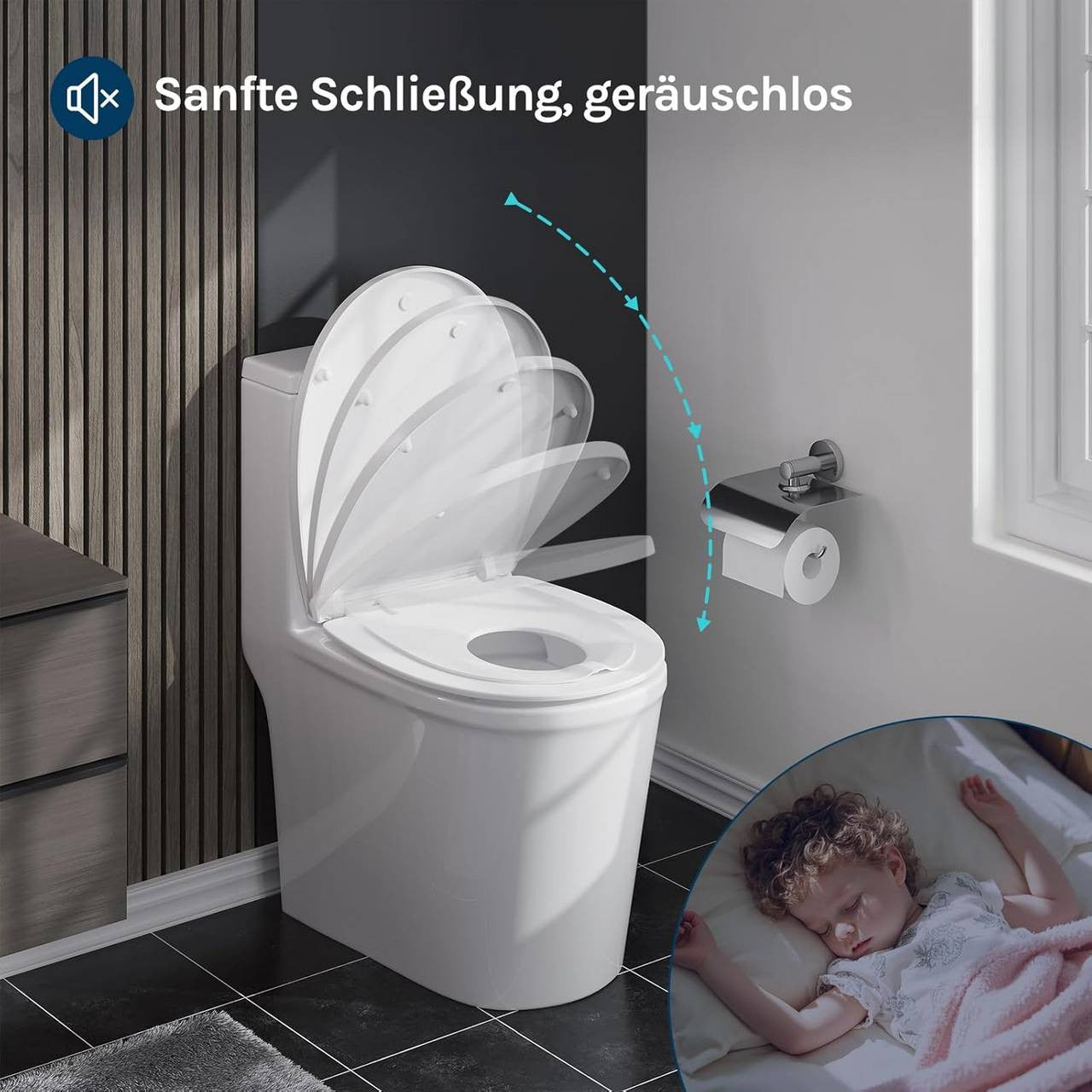 24goodz Family Toilet Seat with Soft Close - Built-in Child Seat - Duroplast - For Families - White