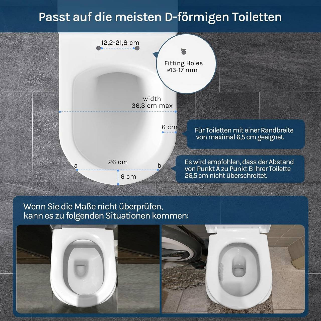 24goodz Soft-Close Toilet Seat - Quiet and Gentle Closing - PP Material - For Standard D-Shaped Toilets - White