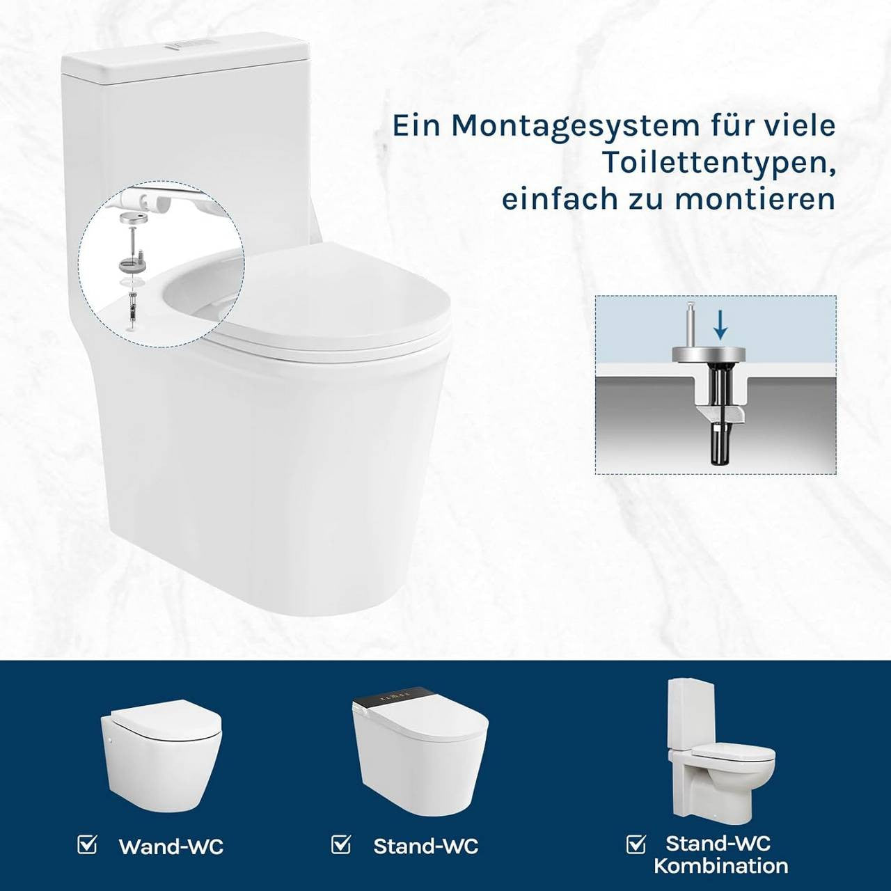 24goodz Soft-Close Toilet Seat - Quiet and Gentle Closing - PP Material - For Standard D-Shaped Toilets - White
