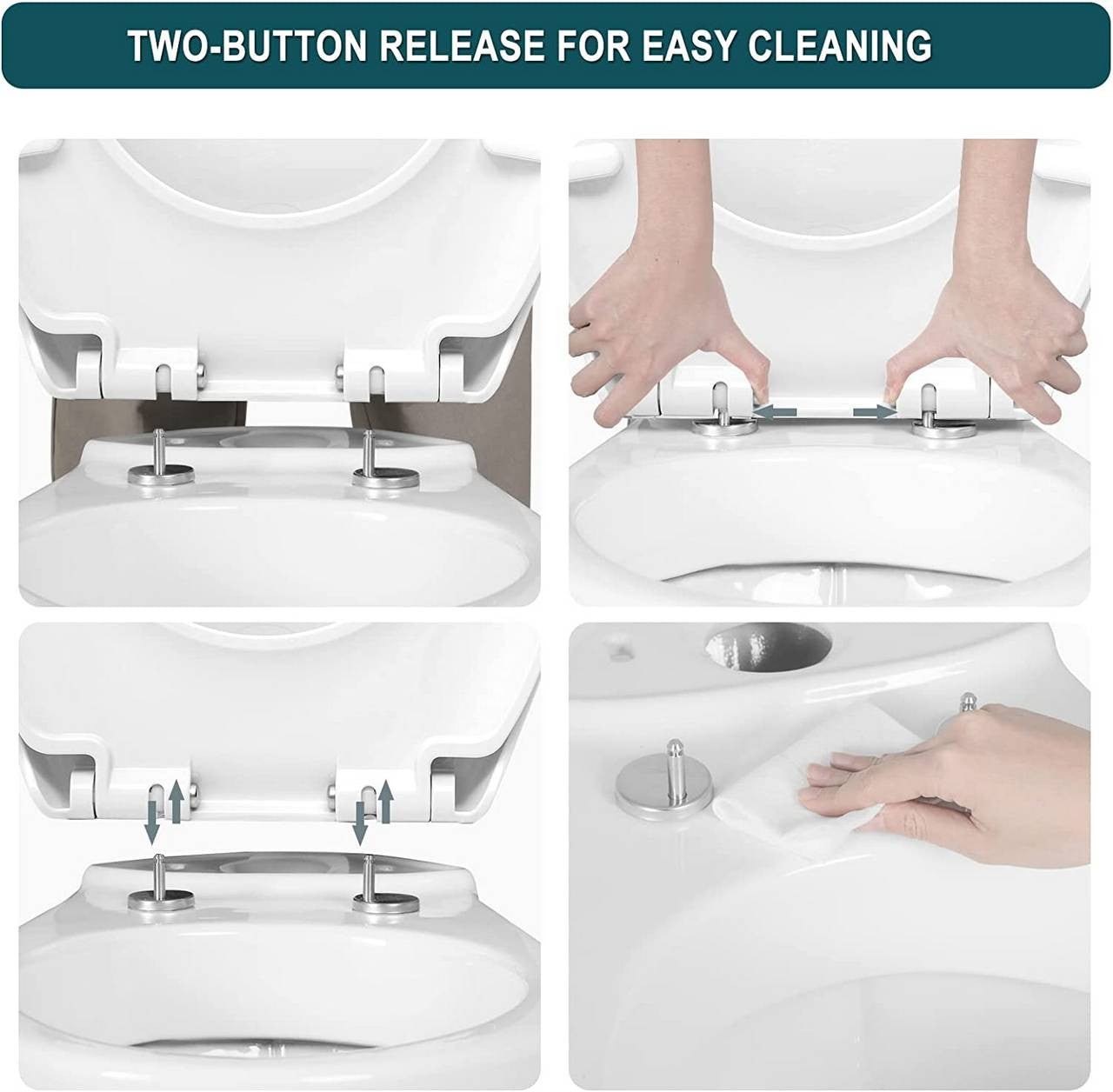 24goodz Automatic Soft-Close Toilet Seat - Quiet Closing Mechanism - Easy Installation - Plastic - For Standard O-Shaped Toilets - White