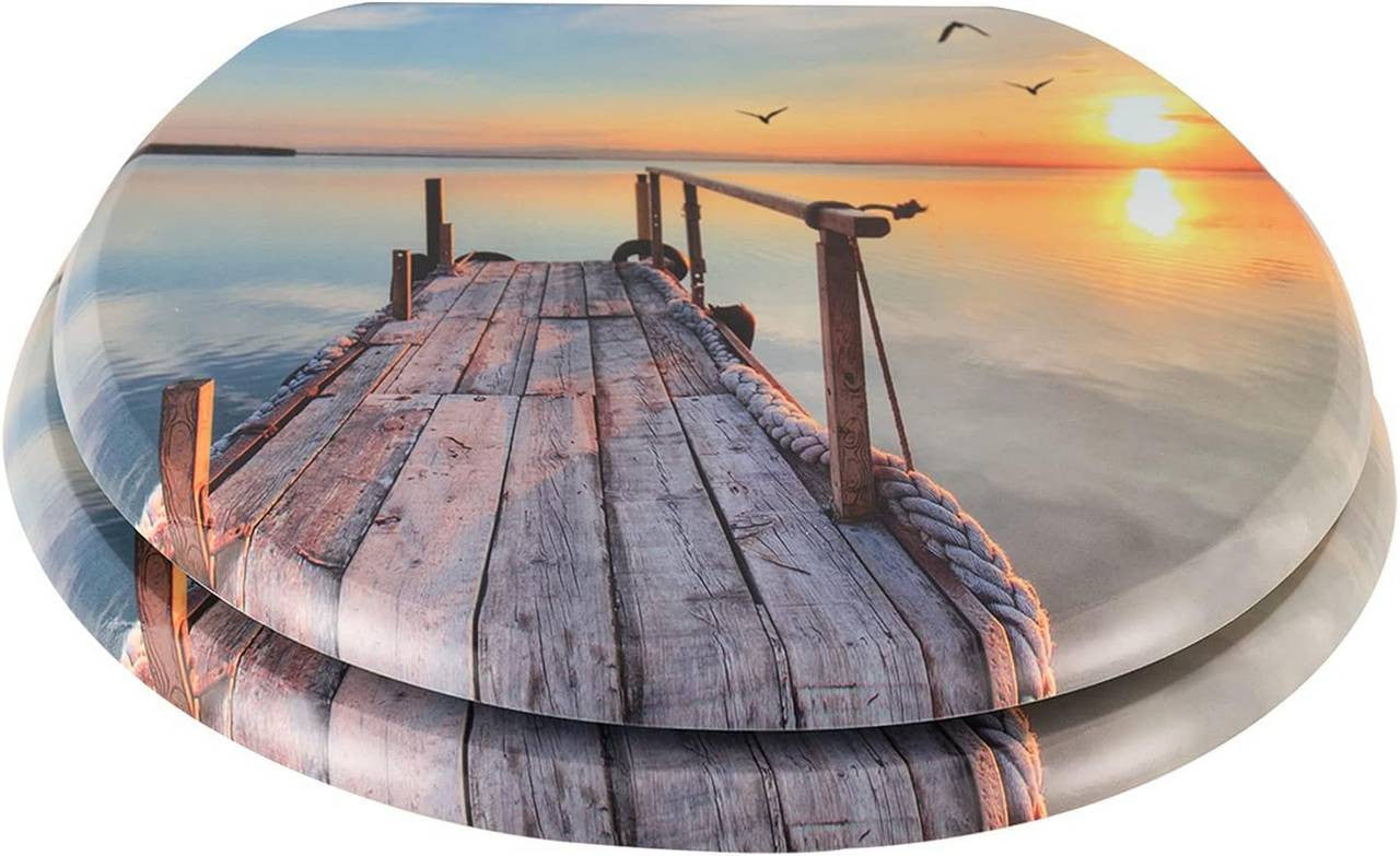 24goodz Soft-Close Toilet Seat - Antibacterial and Durable - MDF - Universal Fit - Printed Design