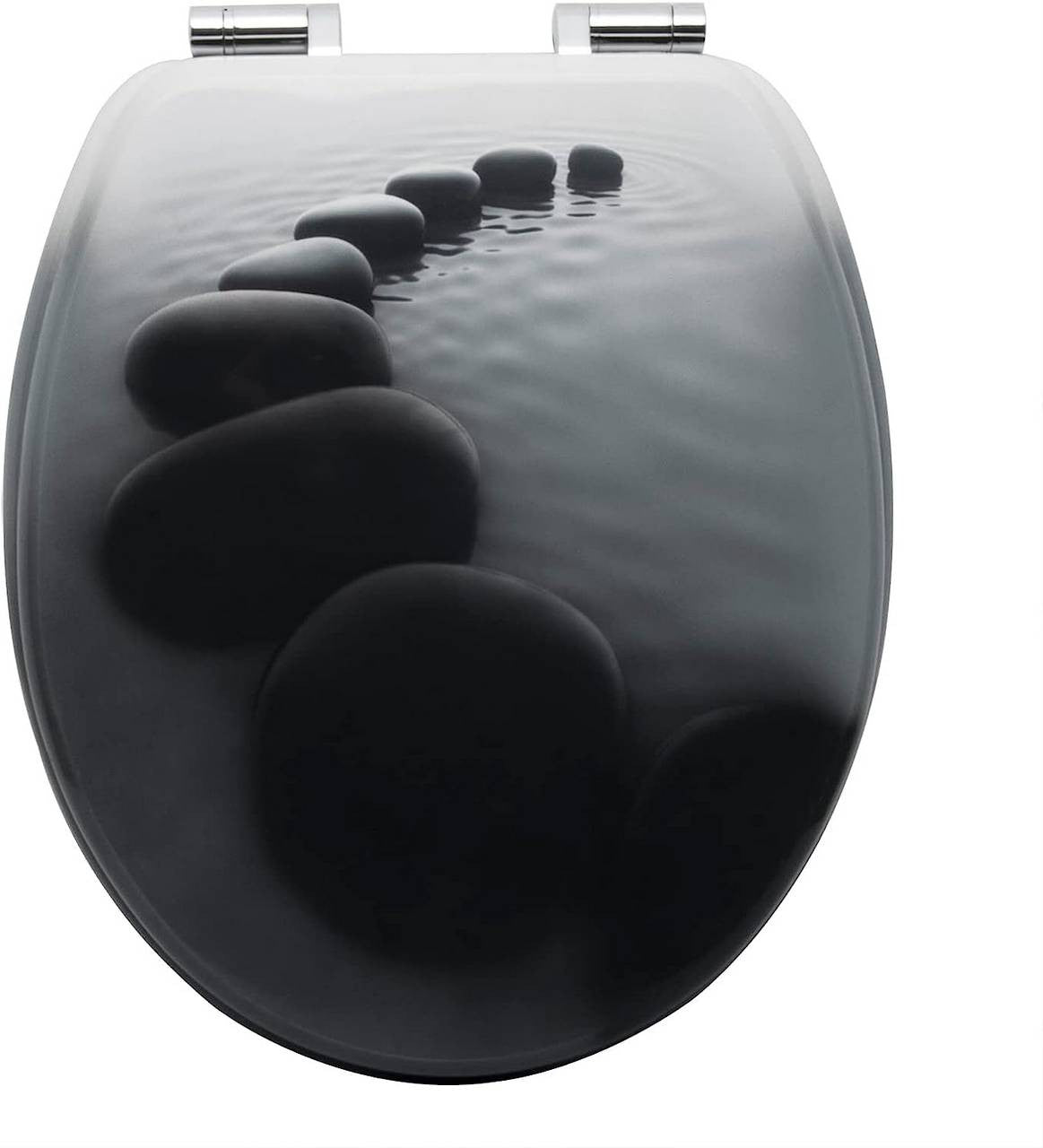 24goodz Toilet Seat - Soft-Close Mechanism - Antibacterial and Water-Resistant - MDF - Universal O-Shaped Toilets - Black