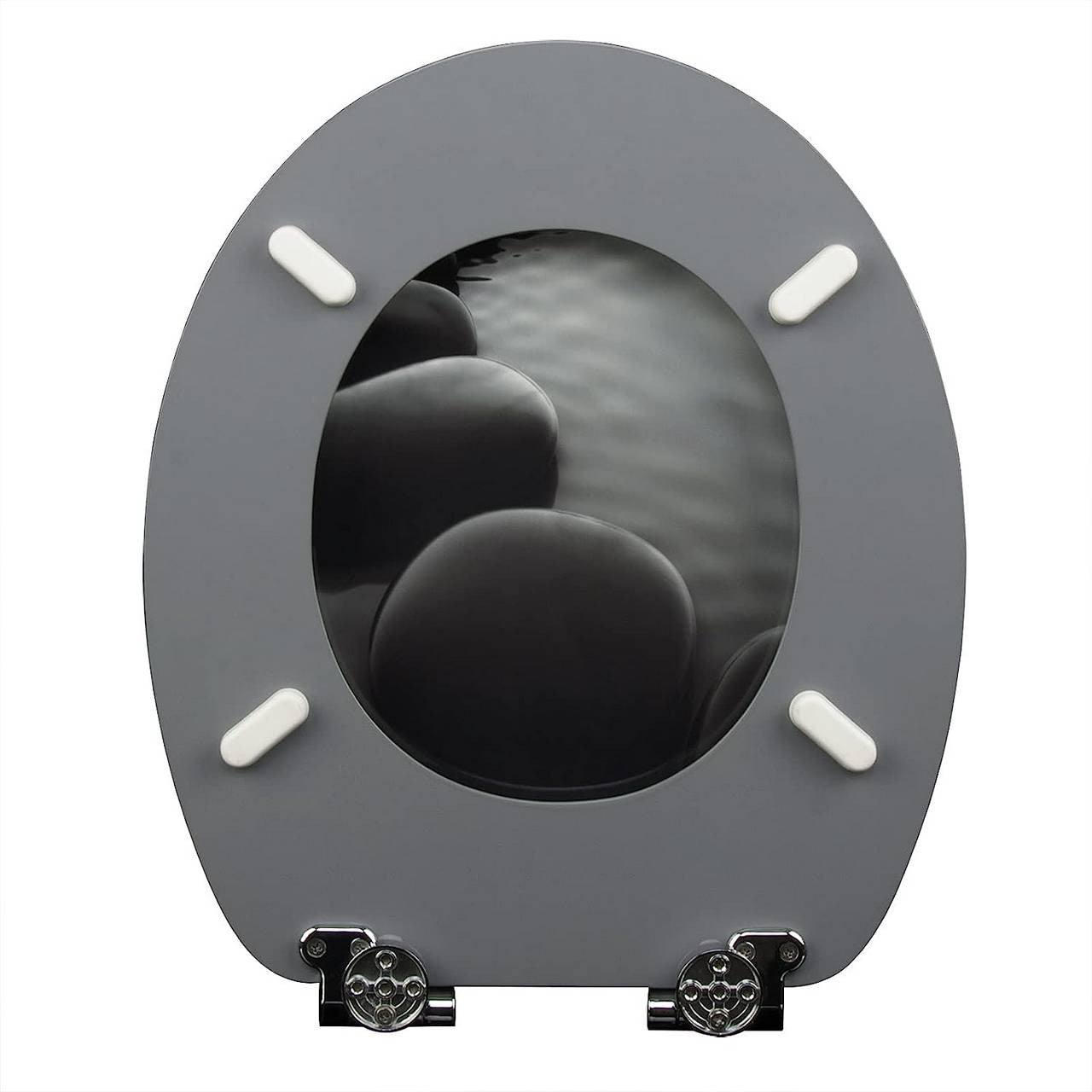 24goodz Toilet Seat - Soft-Close Mechanism - Antibacterial and Water-Resistant - MDF - Universal O-Shaped Toilets - Black