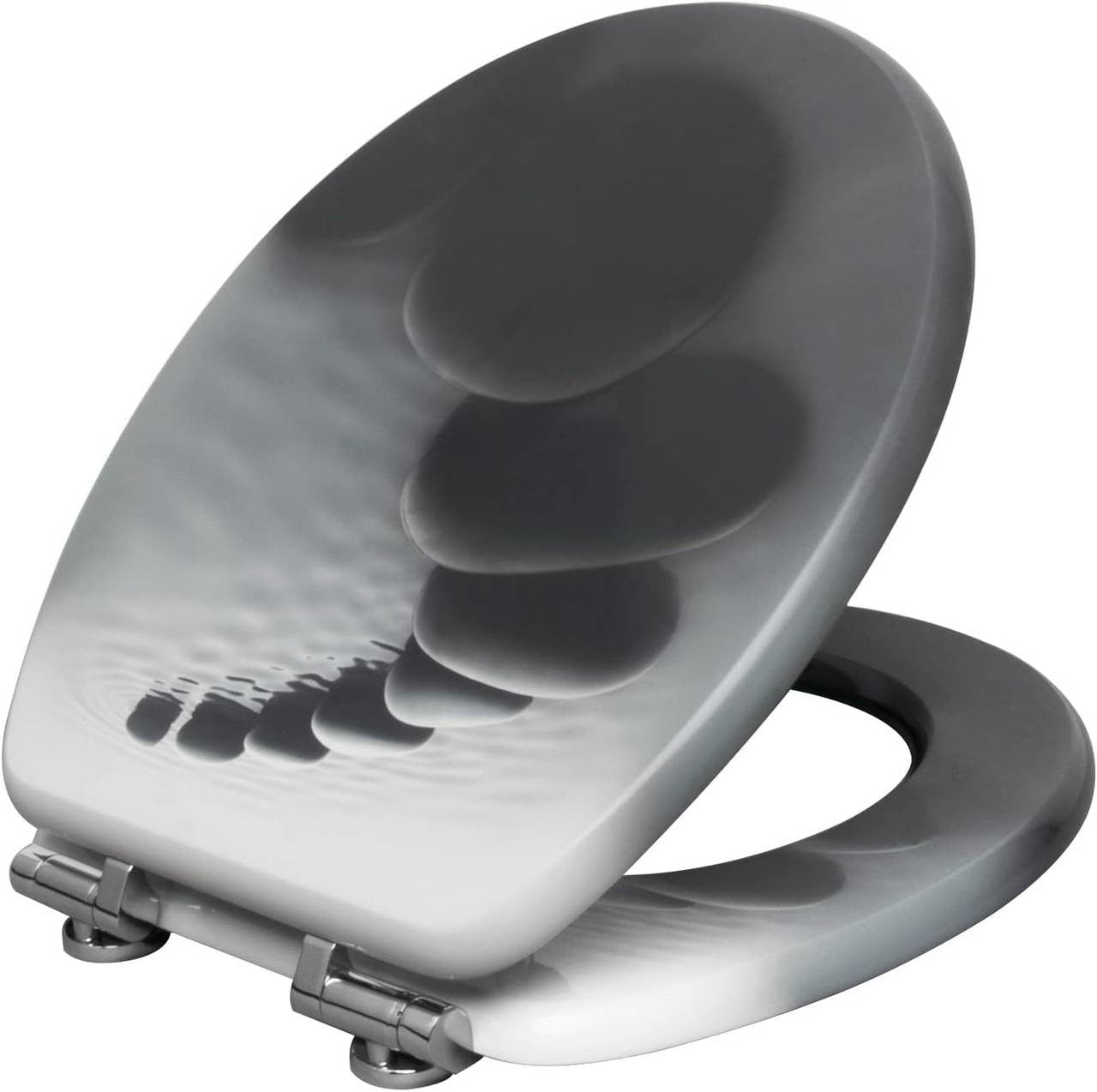 24goodz Toilet Seat - Soft-Close Mechanism - Antibacterial and Water-Resistant - MDF - Universal O-Shaped Toilets - Black