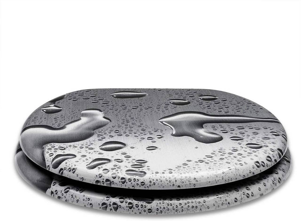 24goodz Soft-Close Toilet Seat - Antibacterial and Water-Repellent - MDF - Universal Fit - Grey