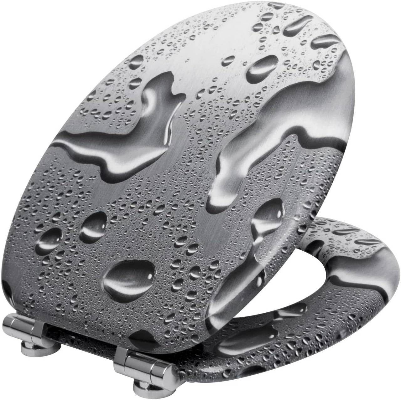 24goodz Soft-Close Toilet Seat - Antibacterial and Water-Repellent - MDF - Universal Fit - Grey