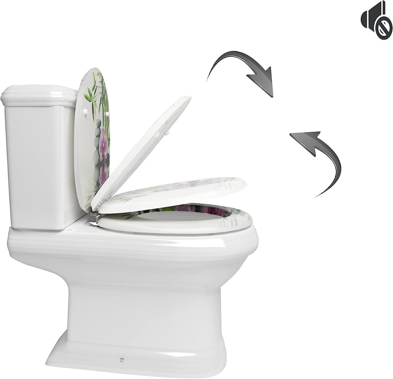 24goodz Soft-Close Toilet Seat - Antibacterial and Water-Resistant - MDF - Universal Fit - Multi-Colour