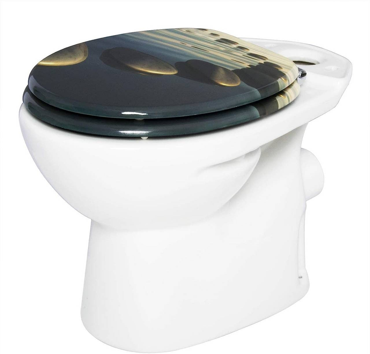 24goodz Soft-Close Toilet Seat - Antibacterial and Water-Resistant - MDF - Universal Fit - Grey