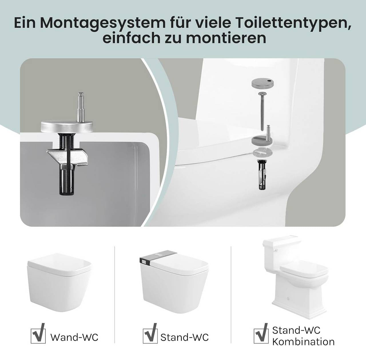 24goodz Square Toilet Seat with Soft-Close Mechanism - Quick-Release for Easy Cleaning - Duroplast - White - 45.5 x 36.7 x 5.4 cm