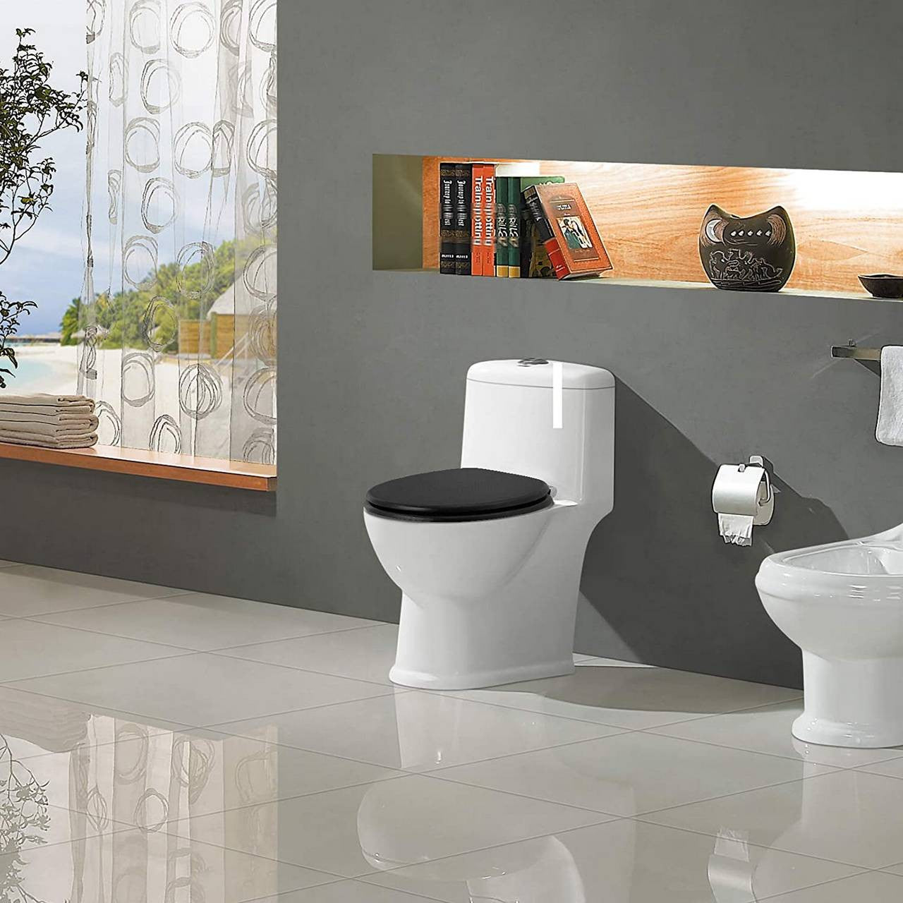 24goodz Toilet Seat with Soft-Close Mechanism - Antibacterial and Water-Resistant - MDF - Universal Fit - Printed Design