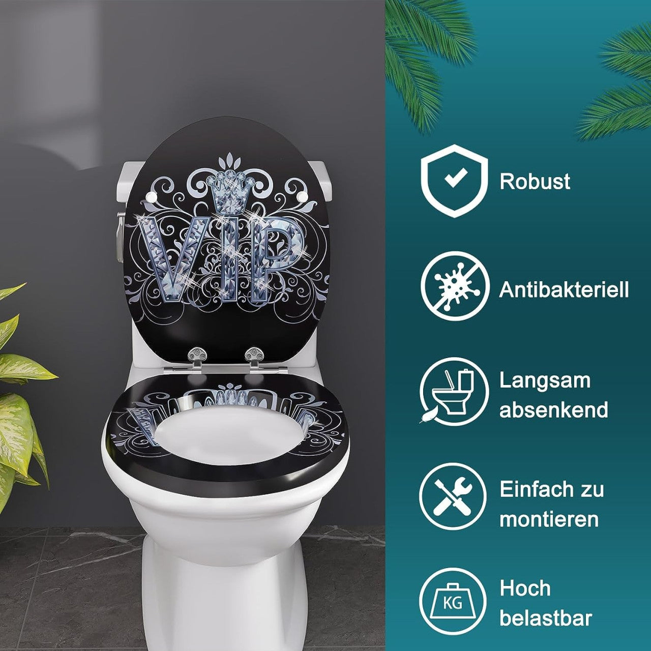 24goodz Soft-Close Toilet Seat - Quiet and Gentle Closure - MDF - Universal Fit - Multi-Printed