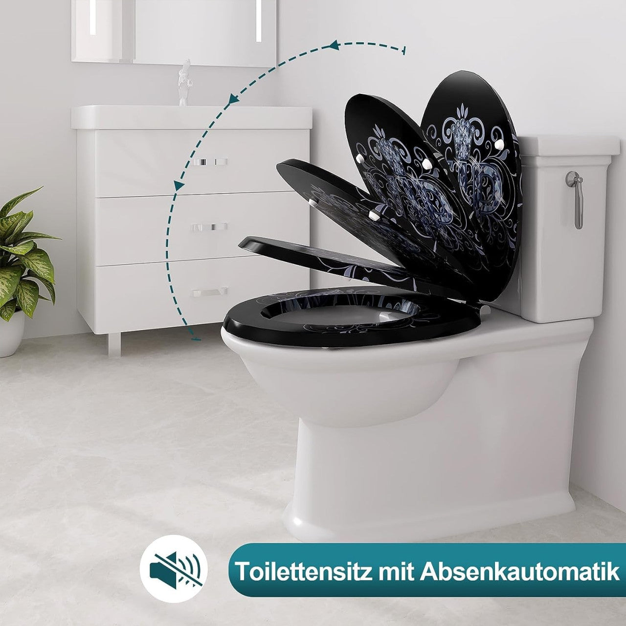 24goodz Soft-Close Toilet Seat - Quiet and Gentle Closure - MDF - Universal Fit - Multi-Printed
