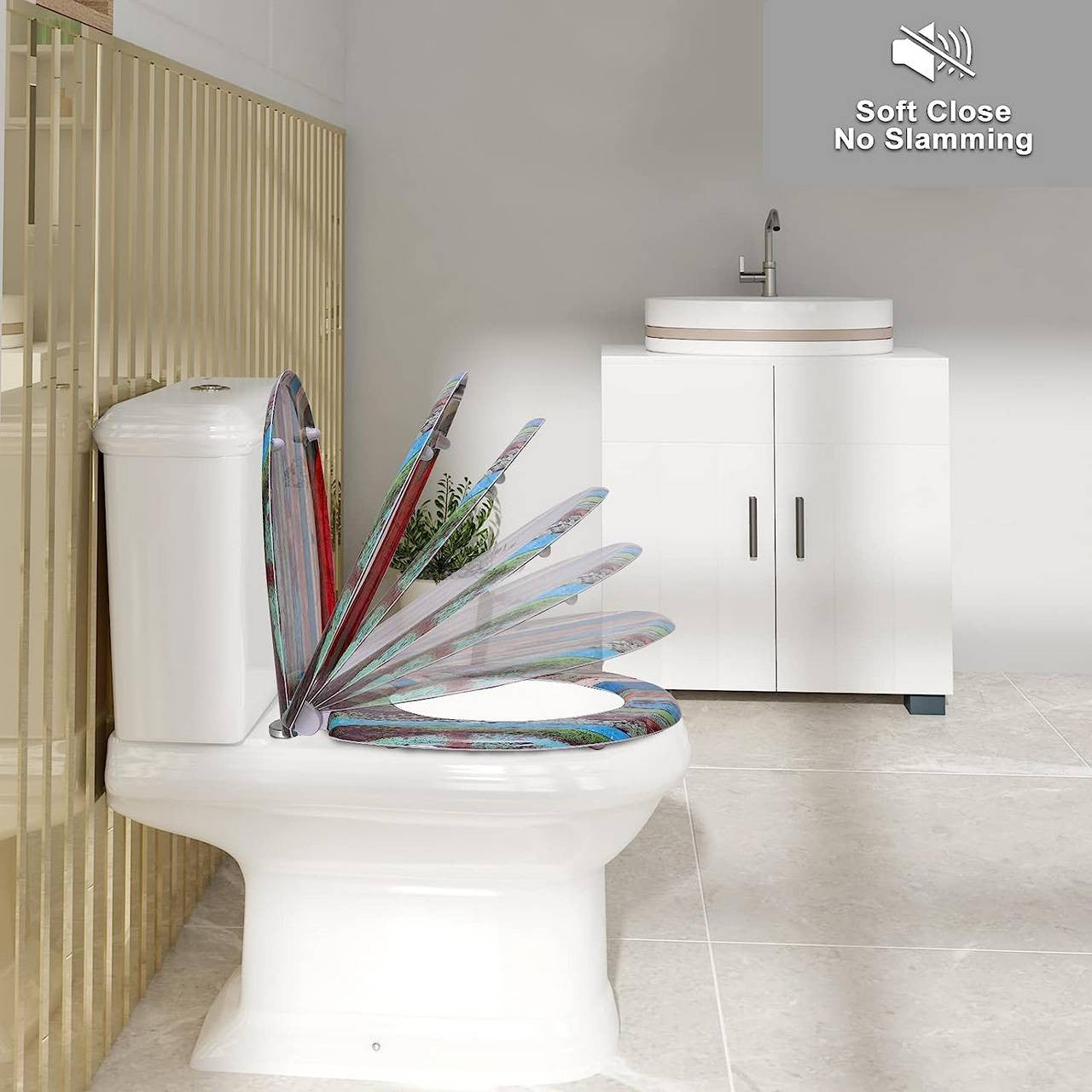 24goodz Duroplast Toilet Seat - Soft-Close Mechanism - Easy Clean Quick Release - Duroplast - White - 45.5 cm x 37.1 cm