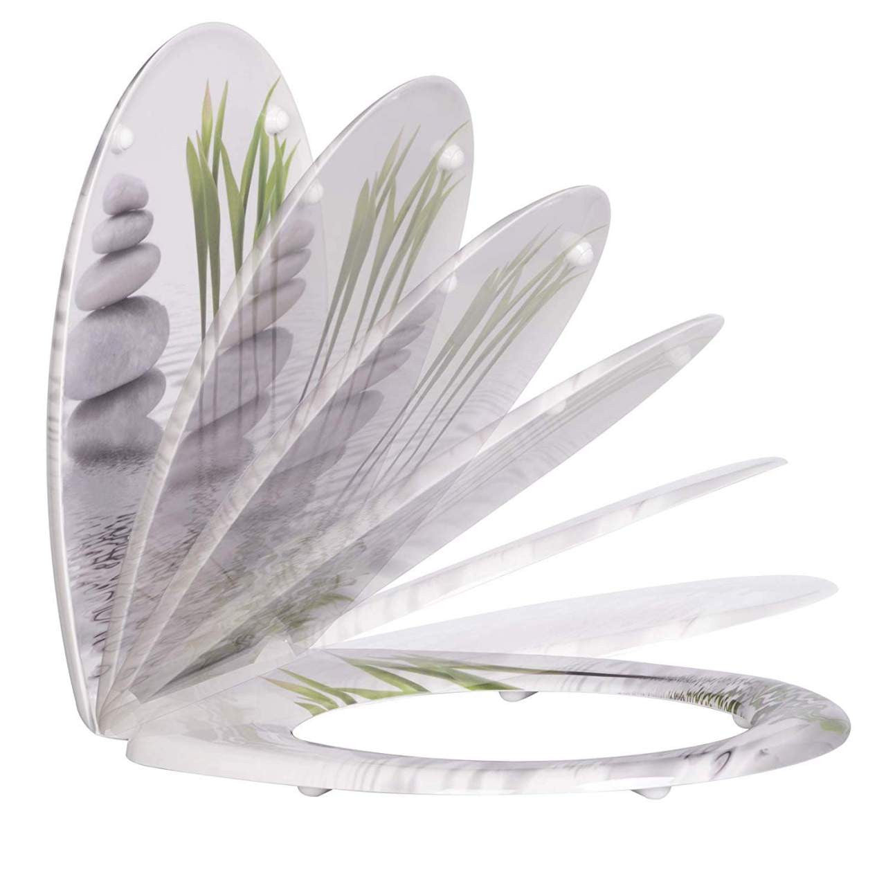 24goodz Duroplast Toilet Seat - Soft-Close Mechanism - Antibacterial and Durable - Duroplast - Universal Fit - Green Tulip
