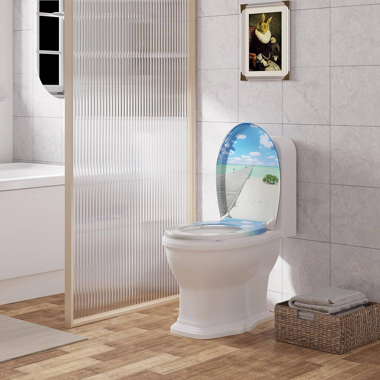 24goodz Oval Toilet Seat - Soft-Close Mechanism - Easy to Clean - Duroplast - Suitable for Standard Toilets - Bridge Blue