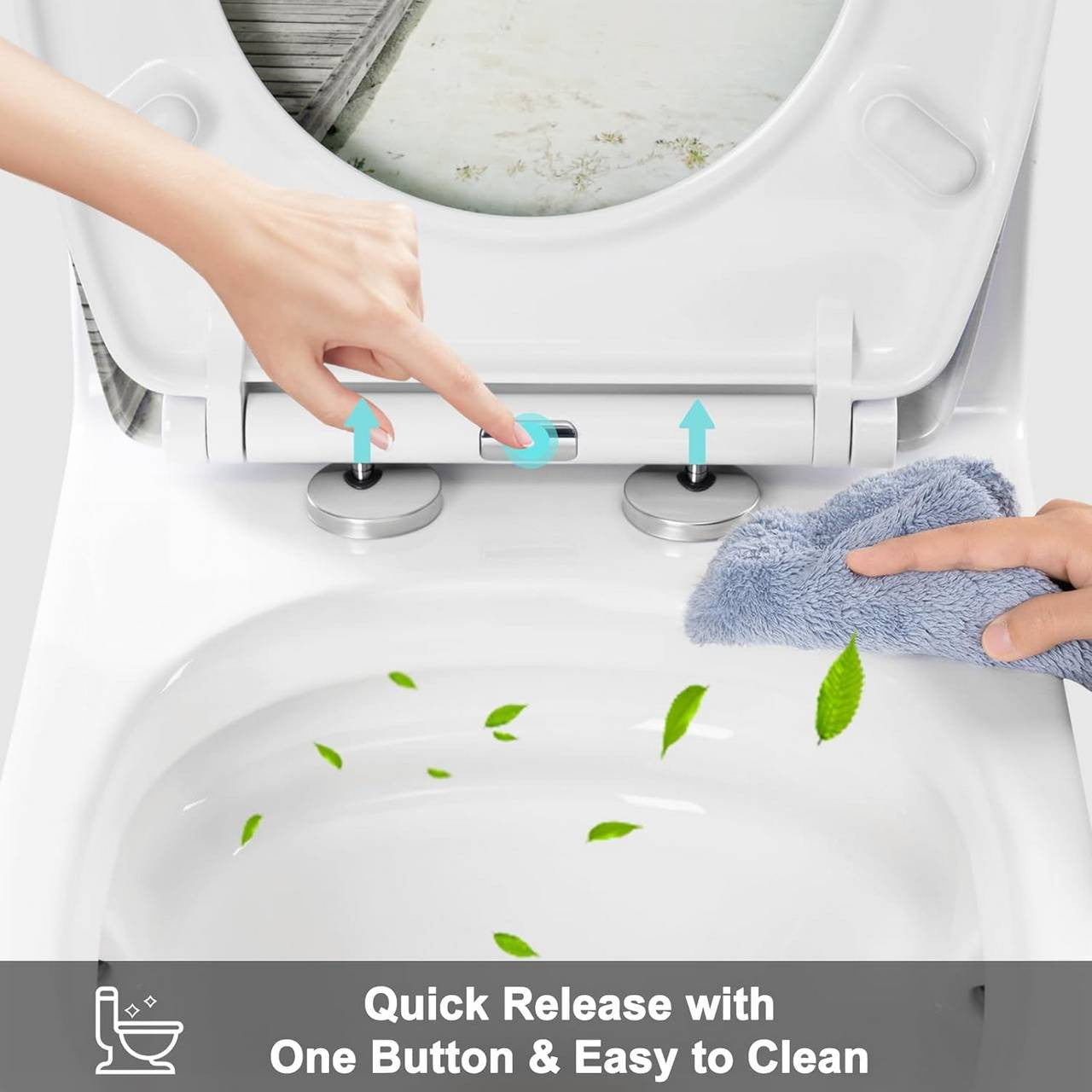 24goodz Oval Toilet Seat - Soft-Close Mechanism - Easy to Clean - Duroplast - Suitable for Standard Toilets - Bridge Blue