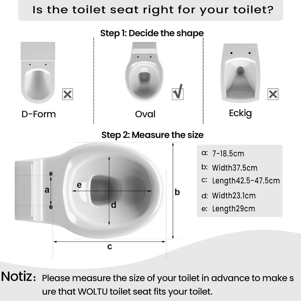 24goodz Oval Toilet Seat - Soft-Close Mechanism - Easy to Clean - Duroplast - Suitable for Standard Toilets - Bridge Blue