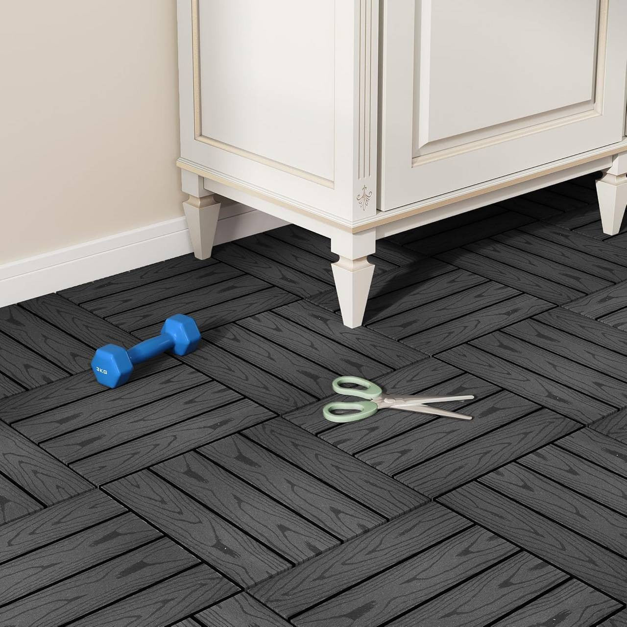 24goodz Decking Tiles - Quick and Easy Installation - Durable Weather Resistance - WPC - For Indoor and Outdoor Use - Anthracite