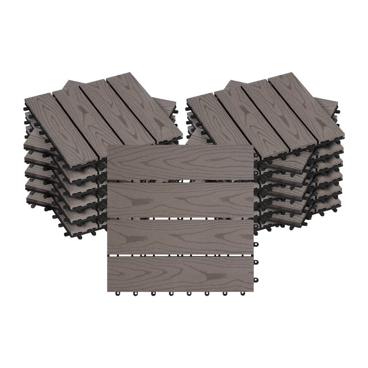 24goodz Decking Tiles - Quick and Easy Installation - Durable WPC Material - 30x30cm - Coffee - hco