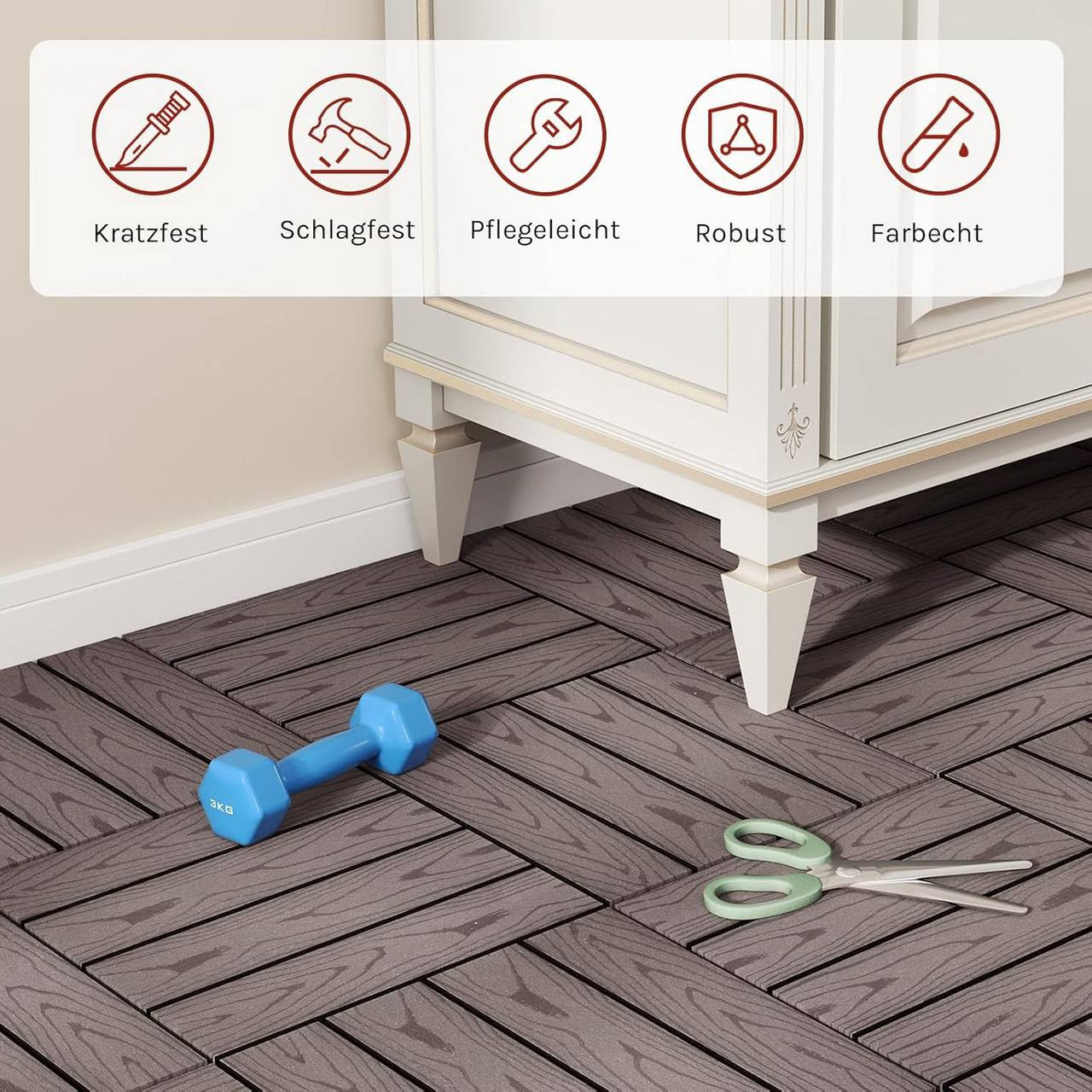 24goodz WPC Decking Tiles - Durable and Non-Fading - Easy to Install - WPC - For Outdoor and Indoor Use - Coffee - hco