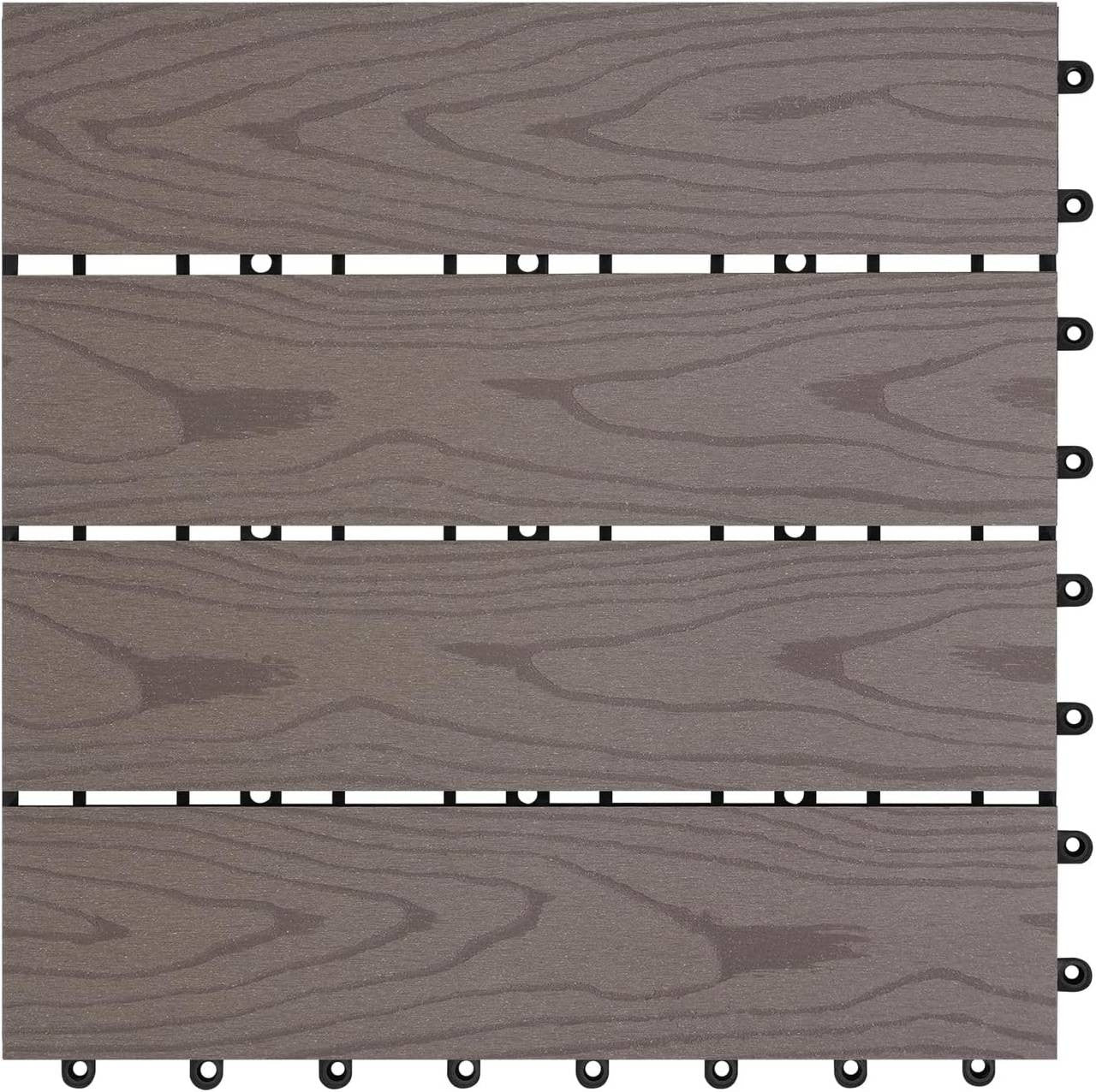 24goodz WPC Decking Tiles - Durable and Non-Fading - Easy to Install - WPC - For Outdoor and Indoor Use - Coffee - hco