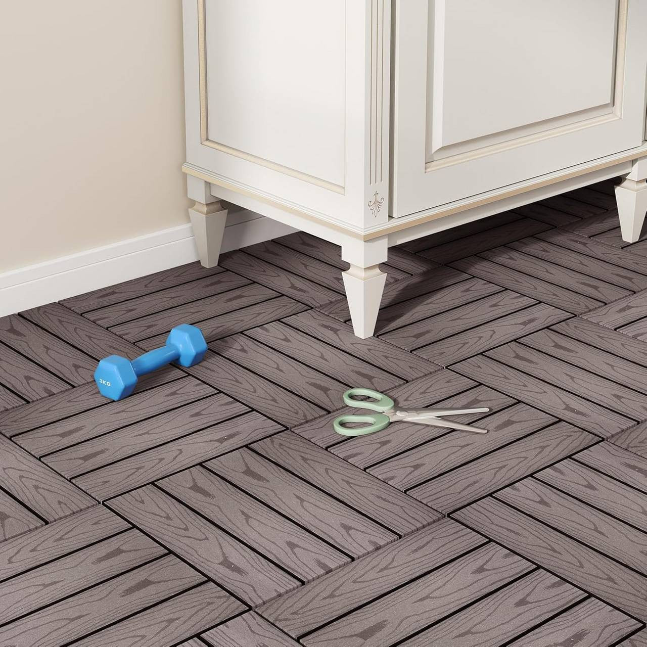 24goodz Decking Tiles - Quick and Easy Installation - Durable WPC Material - 30x30cm - Coffee - hco