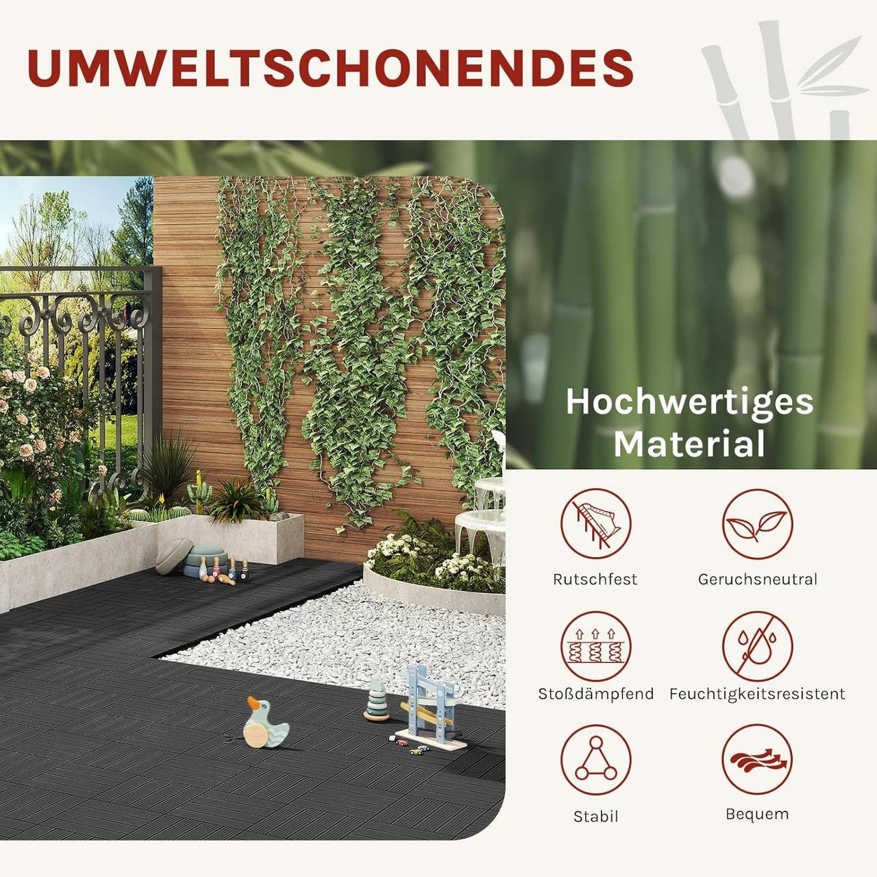 24goodz WPC Decking Tiles - Durable and Weather Resistant - WPC - For Outdoor and Indoor Use - Anthracite