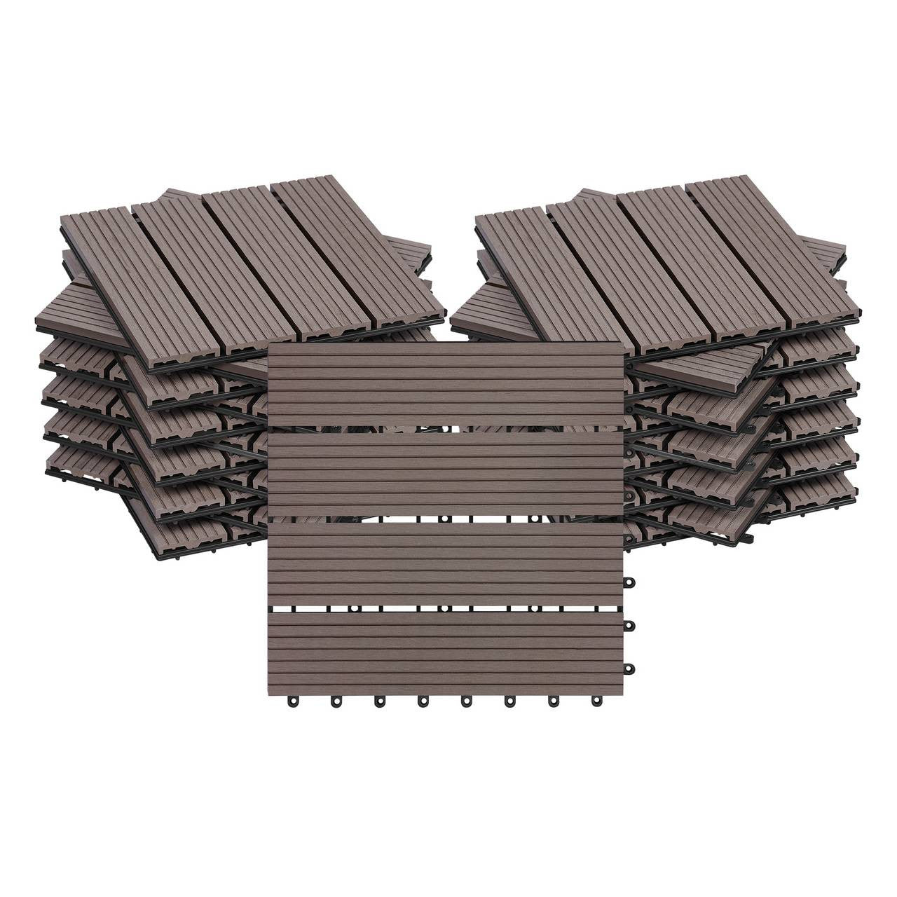 24goodz WPC Decking Tiles - Quick and Easy Installation - Durable and Weather Resistant - WPC - For Outdoor and Indoor Use - Brown
