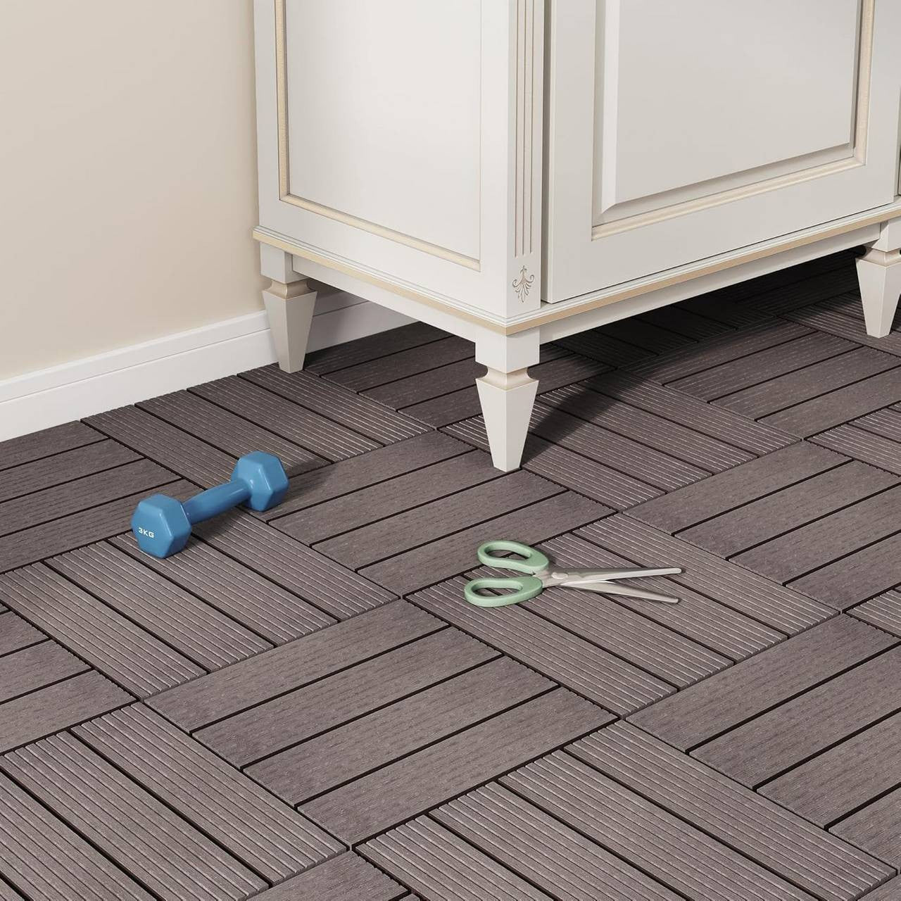24goodz WPC Decking Tiles - Eco-Friendly Material - Easy Installation - WPC - For Outdoor and Indoor Use - Brown