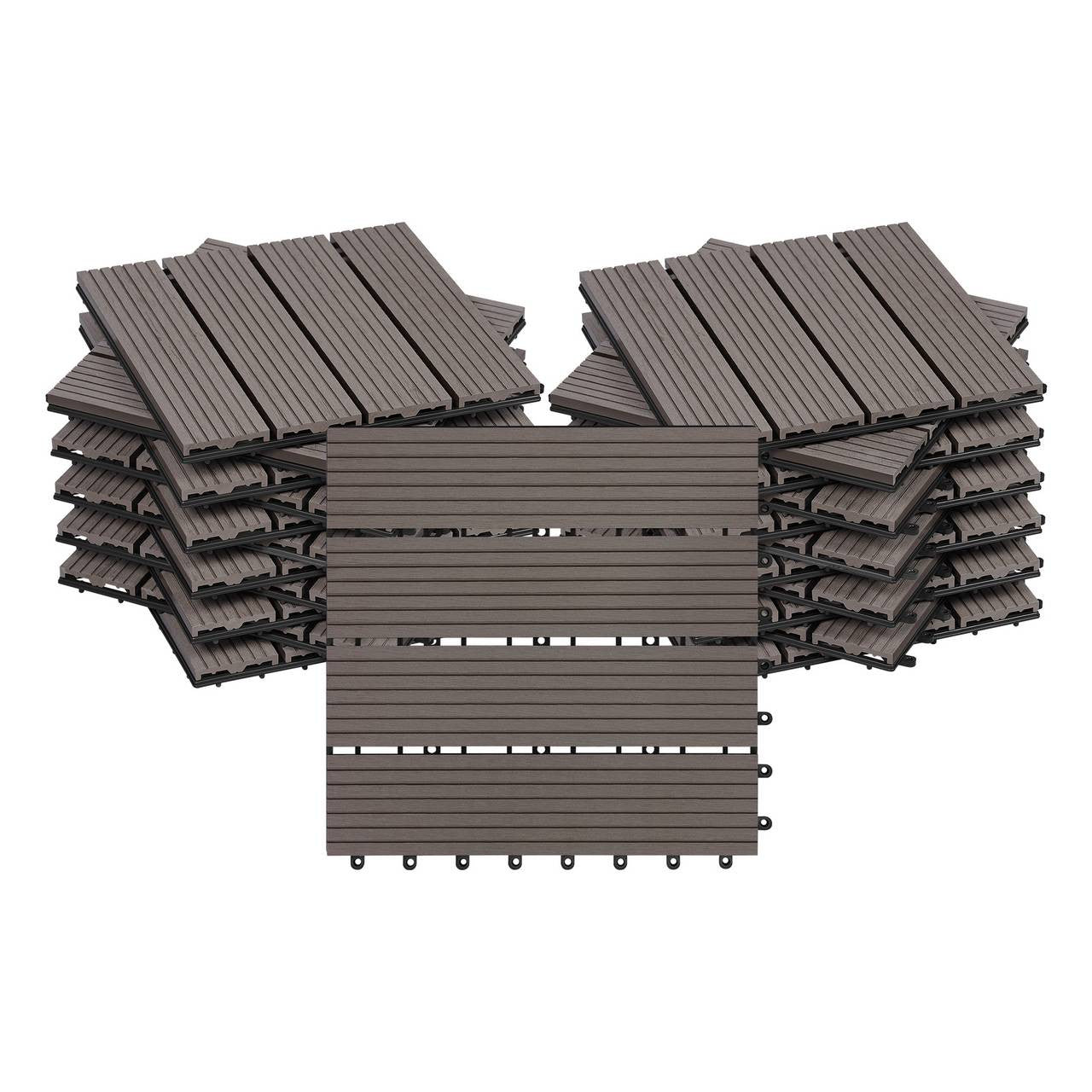 24goodz WPC Decking Tiles - Robust and Durable - Quick and Easy Installation - WPC - For Indoor and Outdoor Use - Coffee
