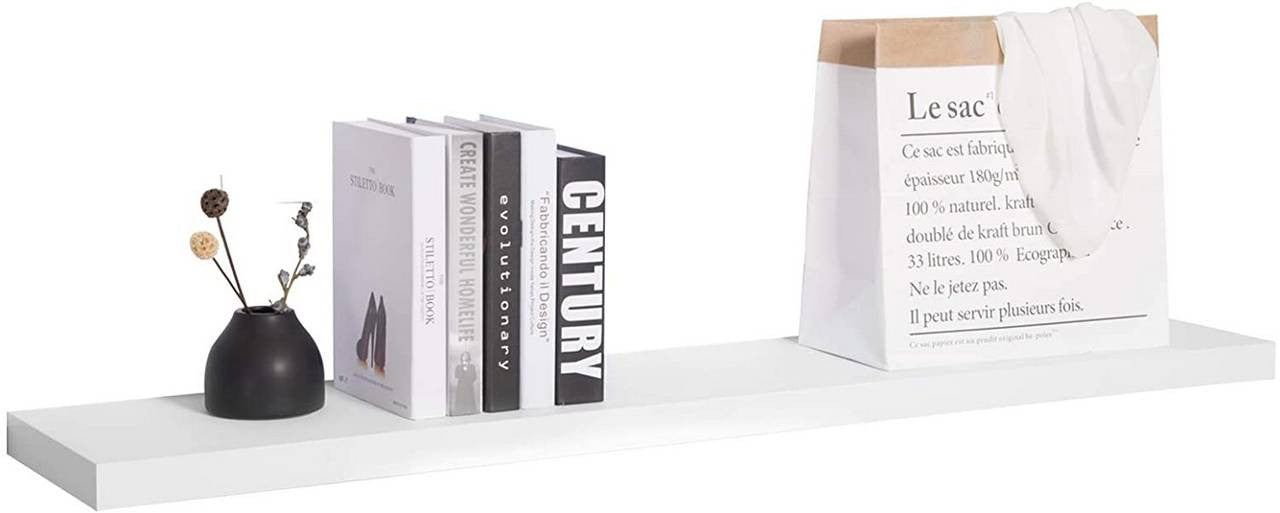 24goodz Floating Shelf - Space-Saving Design - Durable MDF - For Home Organization - White - 80x22.9x3.8cm - ws