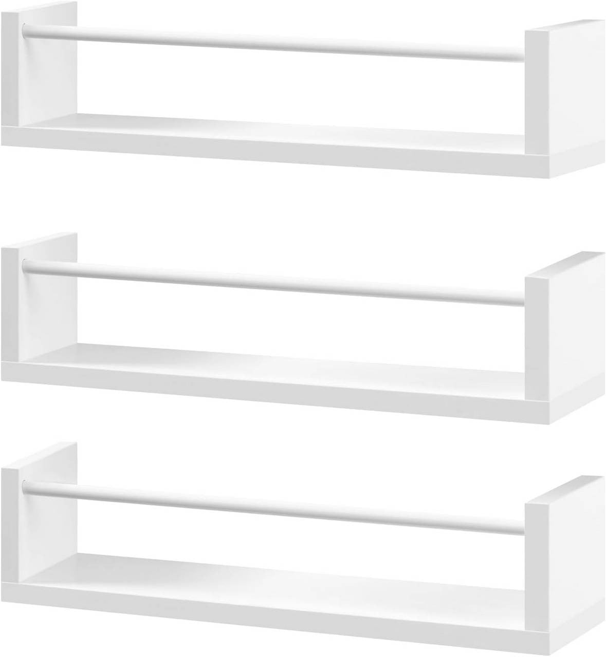 24goodz Floating Wall Shelf Set - Versatile and Space-Saving Design - E1 MDF - For Living Room and Bedroom - White