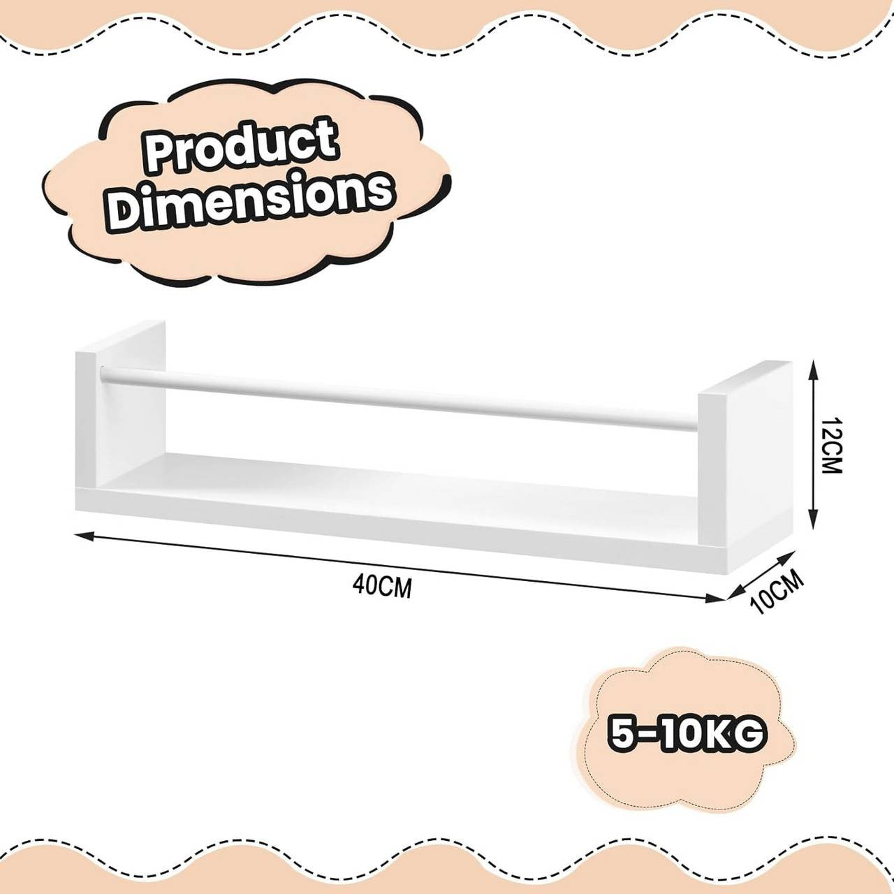 24goodz Floating Wall Shelf Set - Versatile and Space-Saving Design - E1 MDF - For Living Room and Bedroom - White