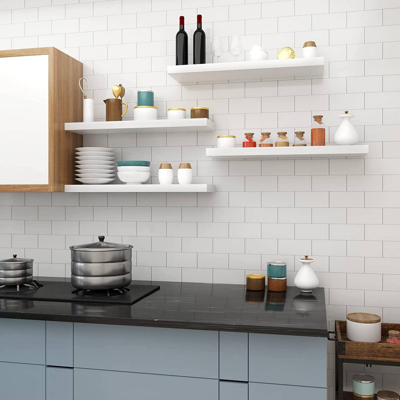 24goodz Floating Wall Shelf - High-Quality MDF - Versatile Use - White - 70x22.9x3.8cm - ws