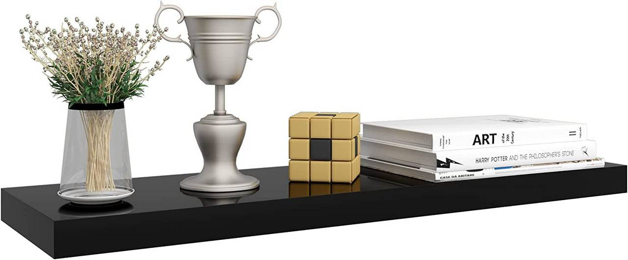 24goodz Floating Shelf - Versatile Use - High-Quality MDF - For Any Room - Black 100x22.9x3.8cm - sz