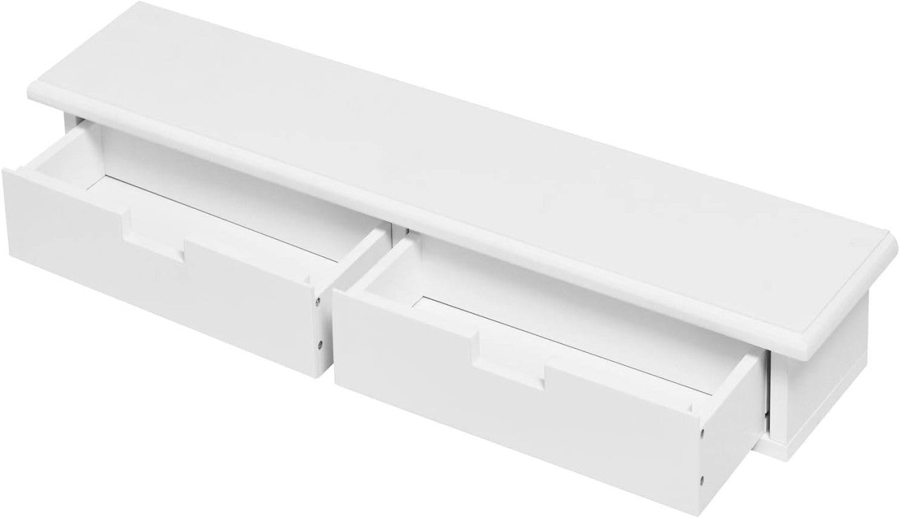 24goodz Wall Shelf with 2 Drawers - Stylish and Functional Storage - MDF - For Home Decor - White - 64 x 10 x 15 cm