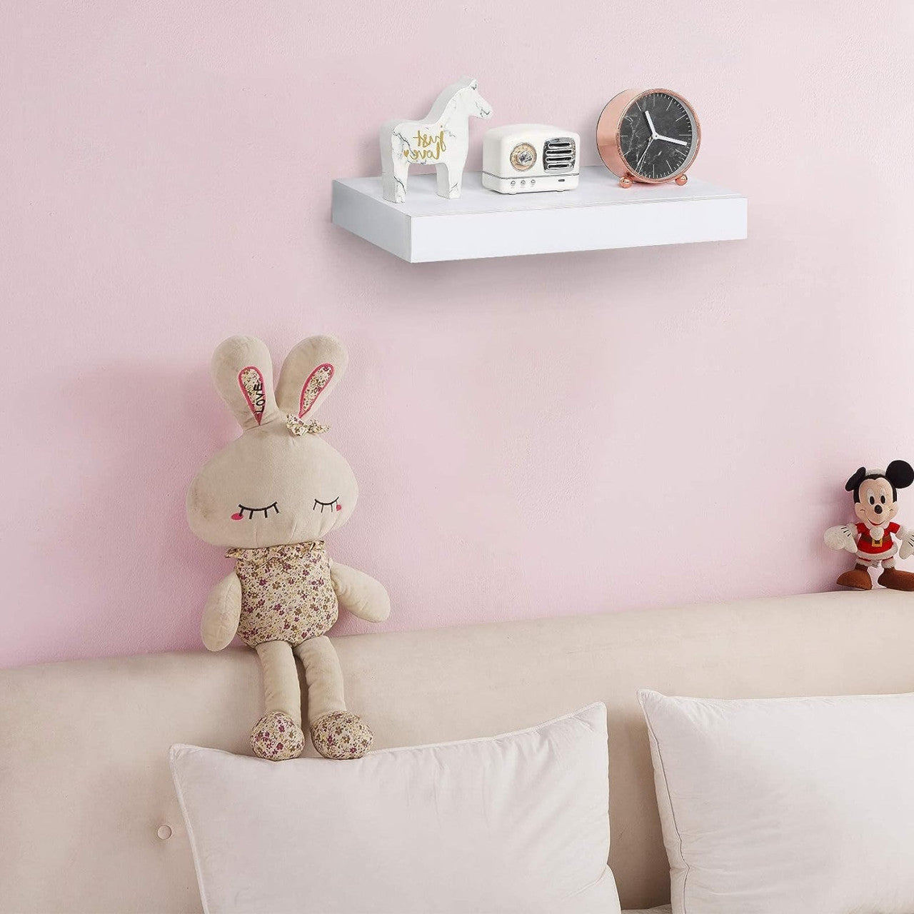 24goodz Floating Shelf with Drawer - Extra Storage Space - MDF - For Home and Living - White 40 x 25 cm - ws