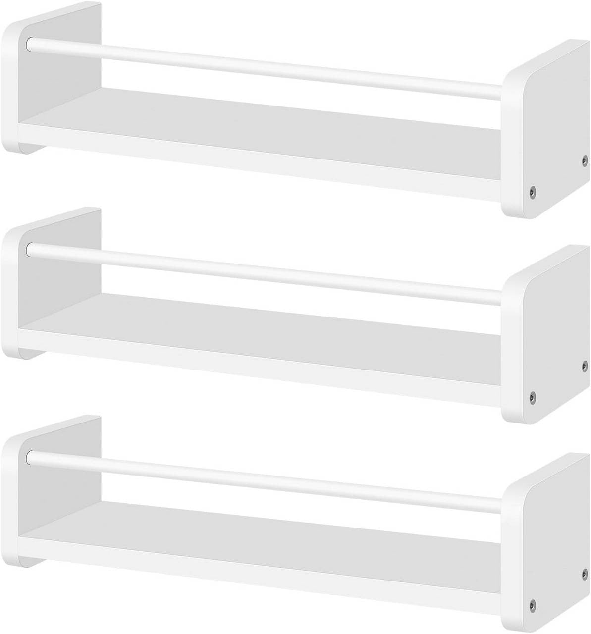 24goodz Set of 3 Wall Shelves - Sturdy and Safe Design - E1 Quality MDF and Metal - For Home Organization - White