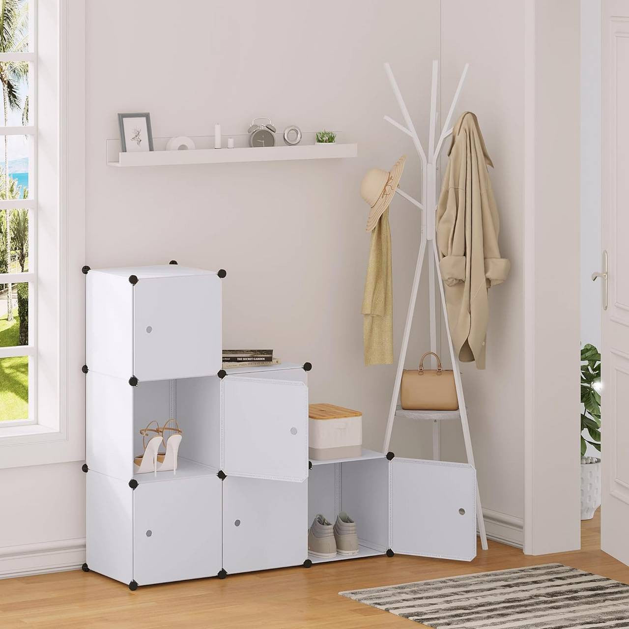 24goodz DIY Wardrobe Storage System - Versatile and Durable - PP Plastic and Steel - For Every Home - White - ws