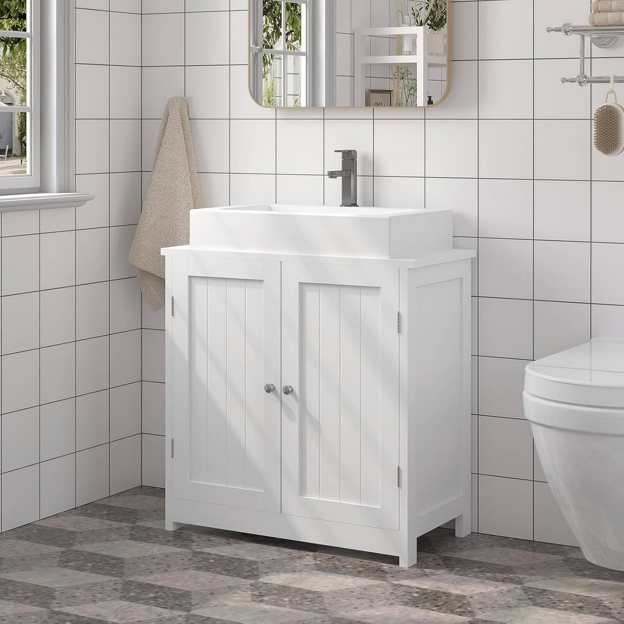 24goodz Undersink Cabinet - Stylish Storage Solution - High-Quality MDF - For Bathroom Organization - White - ws