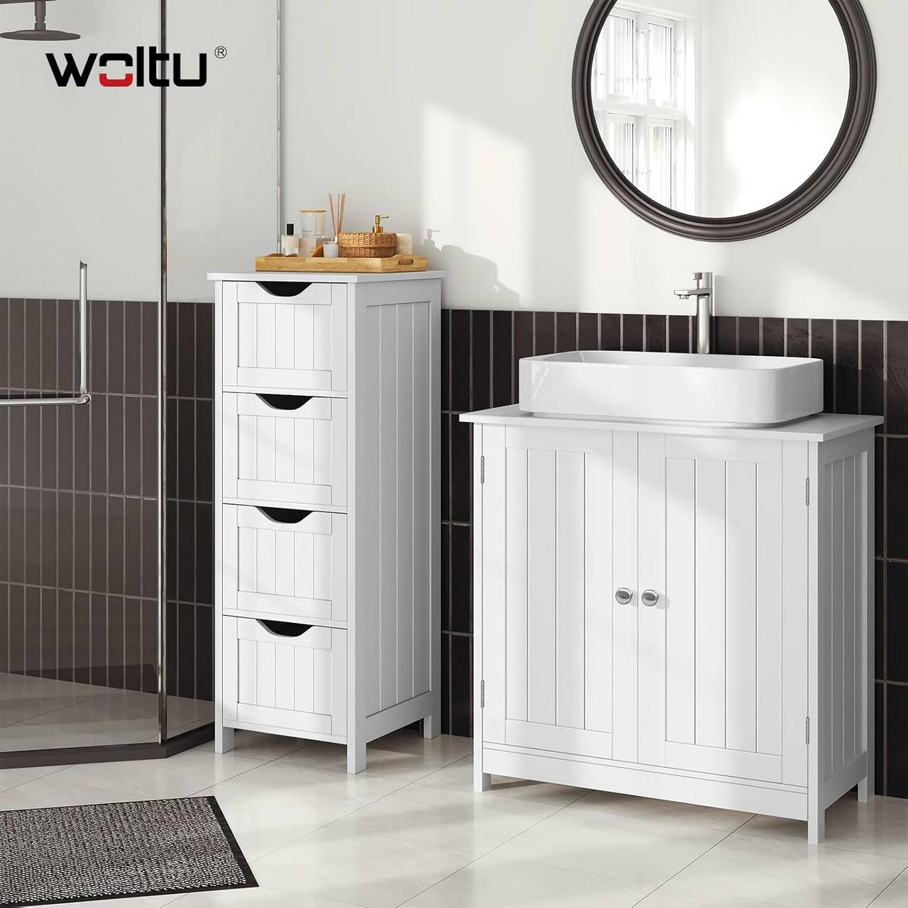 24goodz Under Sink Cabinet - Spacious Storage - Durable MDF - White - 60x60x30 cm