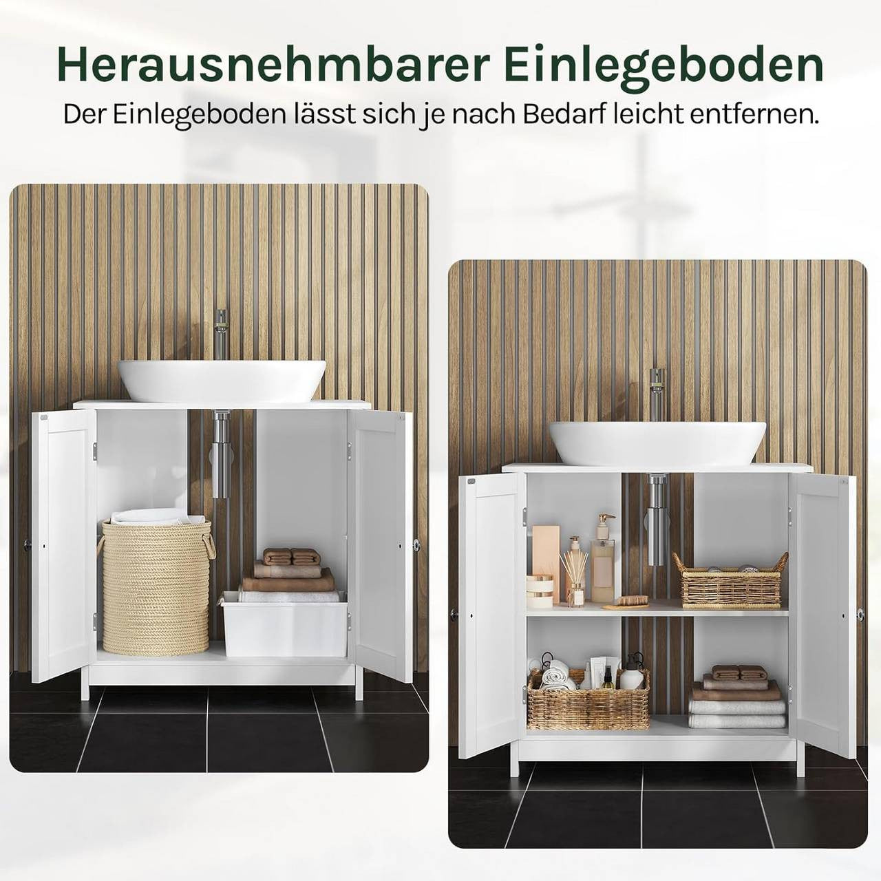 24goodz Under Sink Cabinet - Spacious Storage - Durable MDF - White - 60x60x30 cm