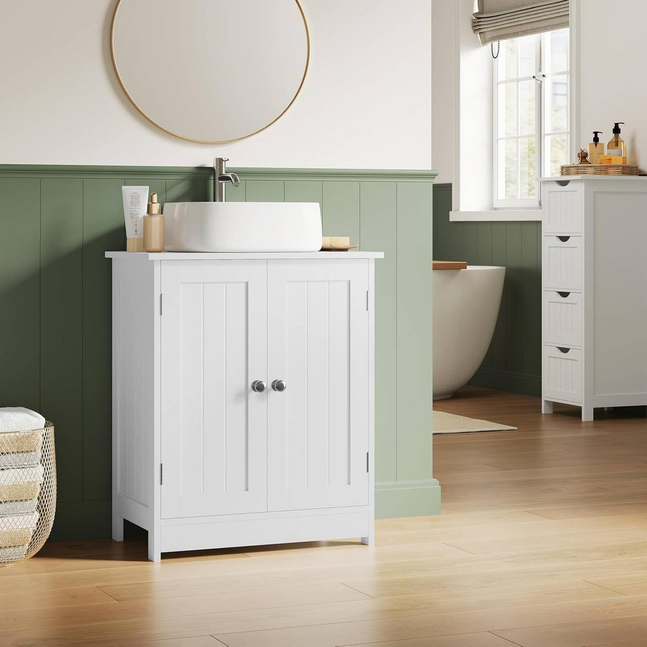 24goodz Compact Bathroom Cabinet - Space-Saving Storage Solution - MDF with UV Coating - For Small Bathrooms - White - 50 x 60 x 30 cm