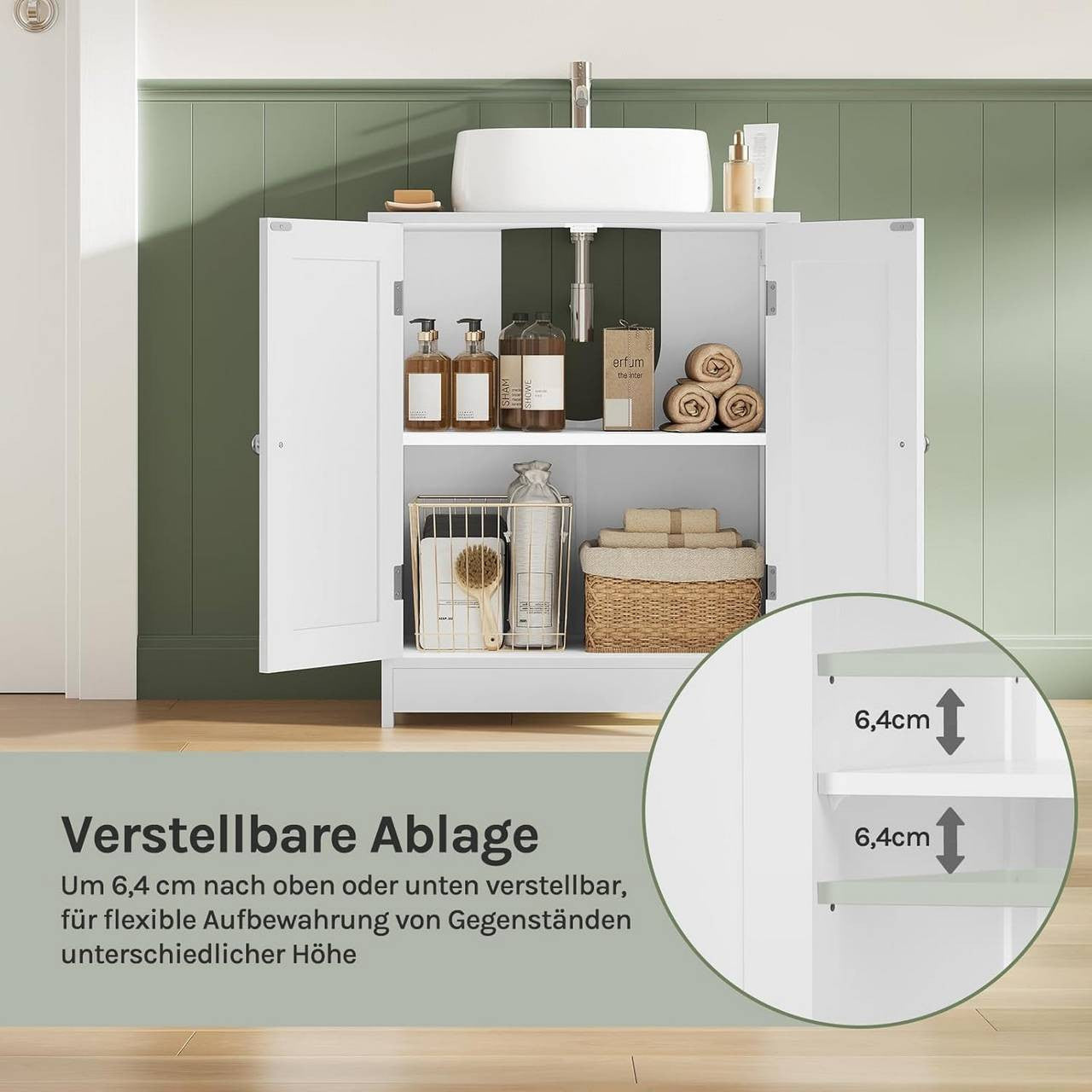 24goodz Compact Bathroom Cabinet - Space-Saving Storage Solution - MDF with UV Coating - For Small Bathrooms - White - 50 x 60 x 30 cm