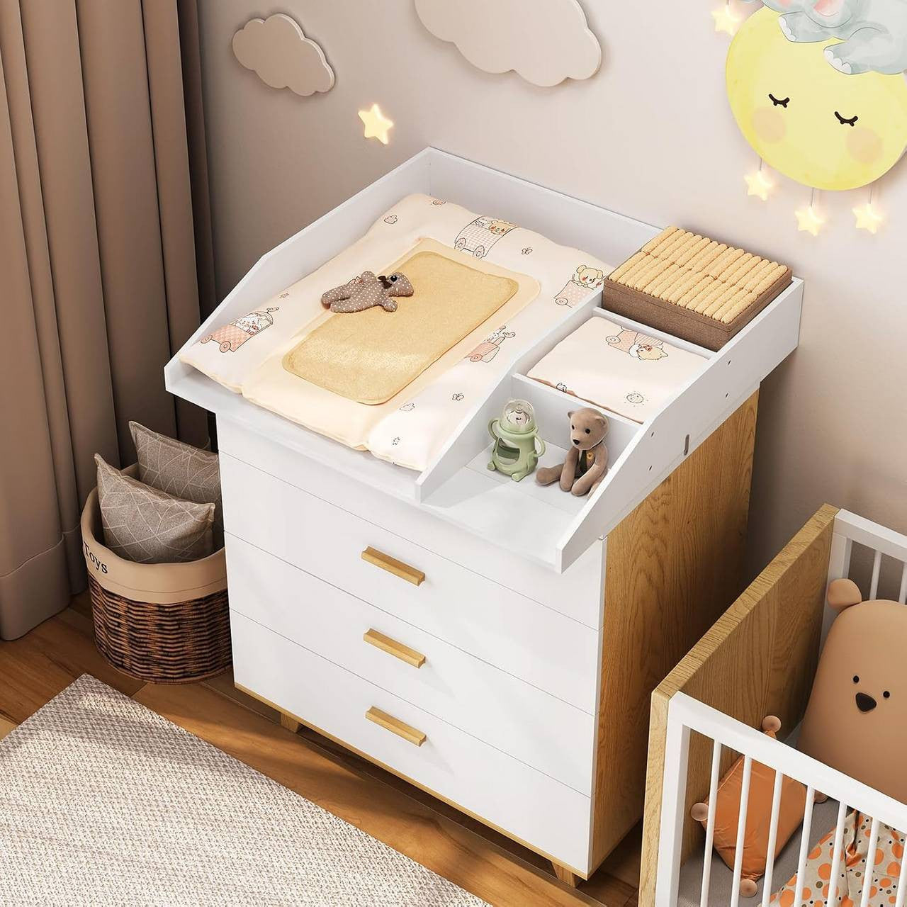 24goodz Changing Table Topper - Highly Adaptable - Safe and Secure - E1 MDF - For Babies - White