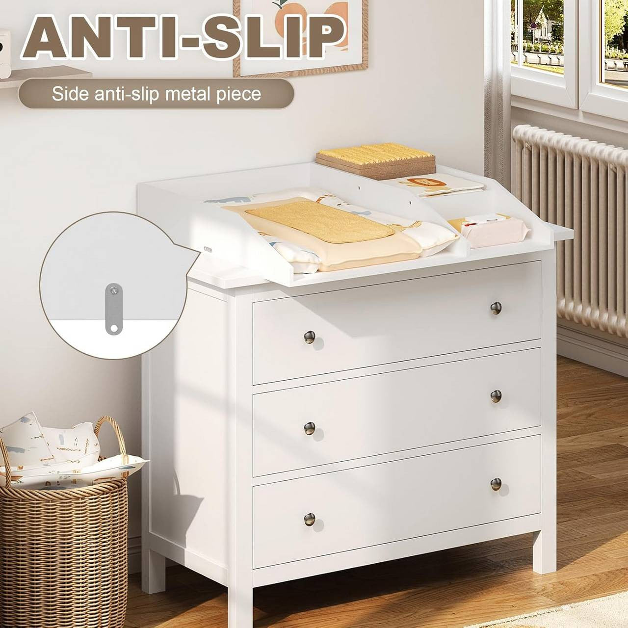 24goodz Changing Table Topper - Highly Adaptable - Safe and Secure - E1 MDF - For Babies - White