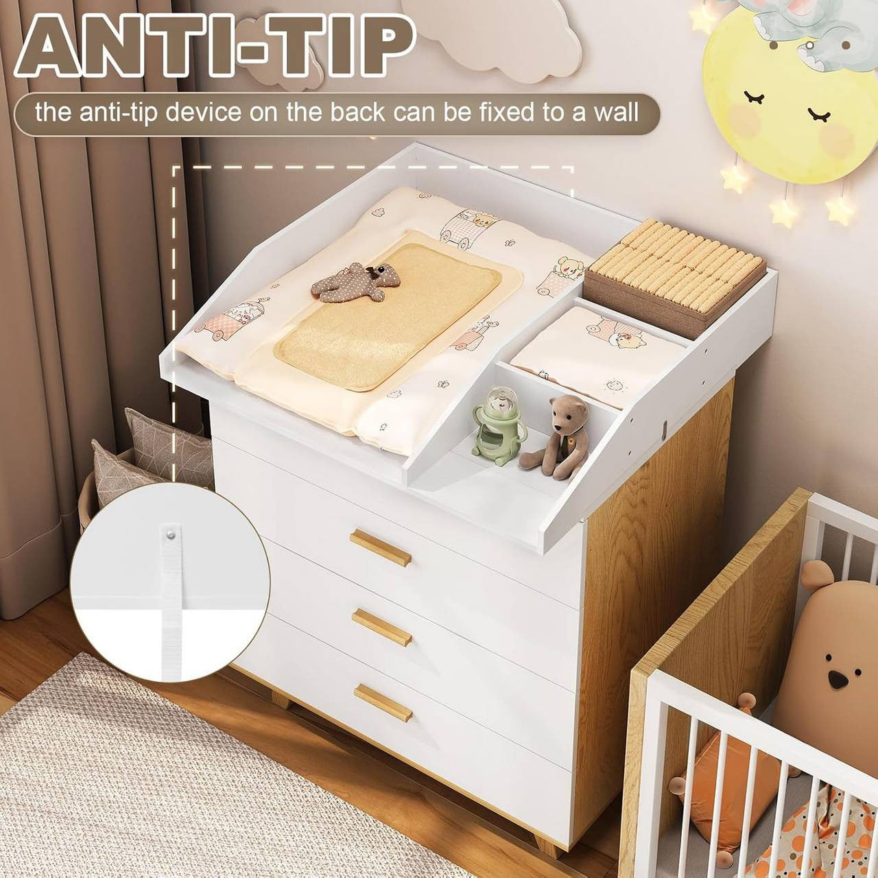 24goodz Changing Table Topper - Highly Adaptable - Safe and Secure - E1 MDF - For Babies - White
