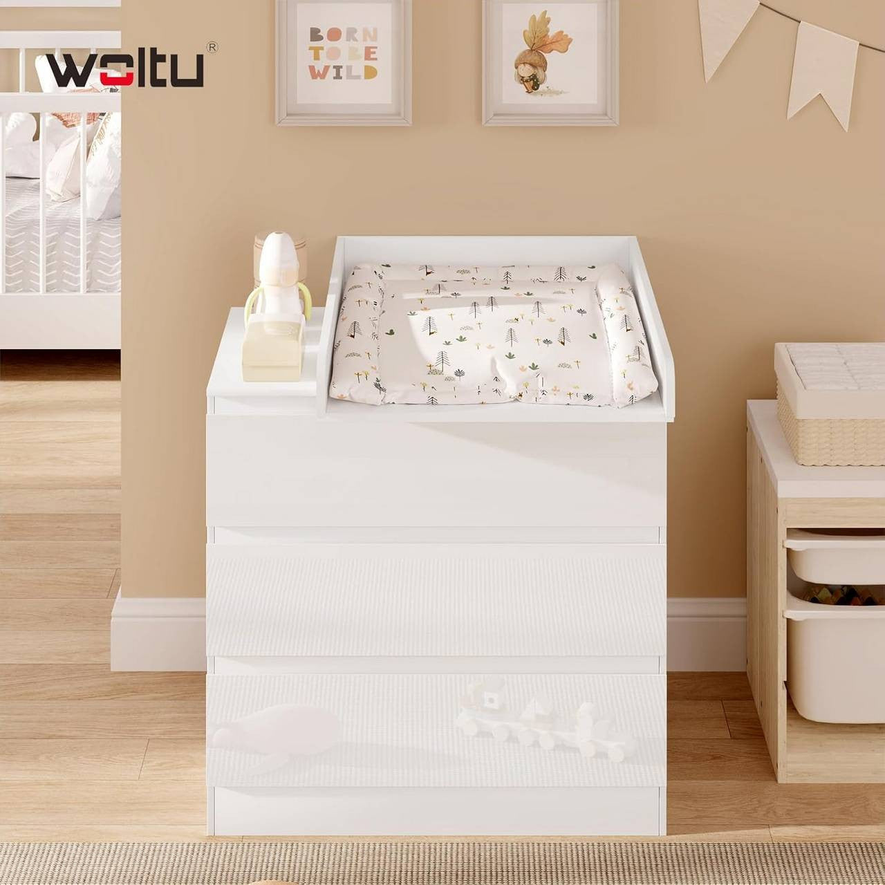 24goodz Changing Table Attachment - Highly Adaptable - High Security - MDF - For Parents - White