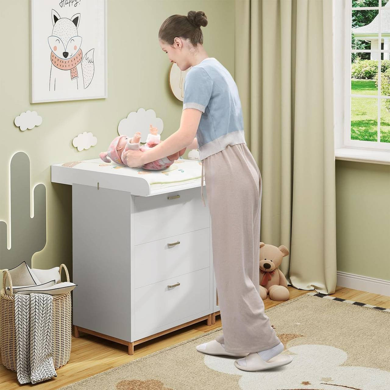 24goodz Changing Table Topper - Adjustable for Most Dressers - High-Quality MDF - For Parents - White