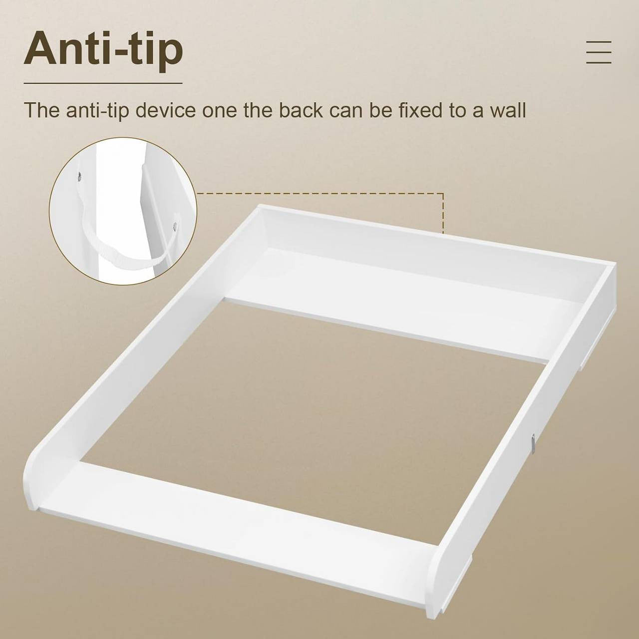 24goodz Changing Table Topper - Adjustable for Most Dressers - High-Quality MDF - For Parents - White